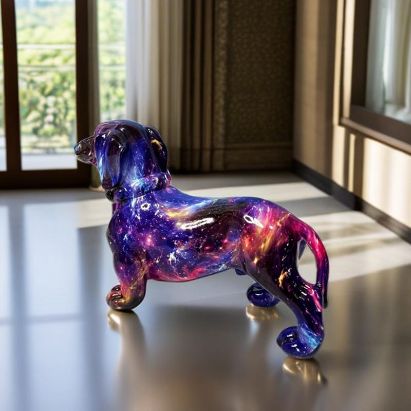 Kreative Graffiti Dackel Hund Statue Heimdeko Farbe Französische Bulldogge Skulptur Tierfigur Wohnzimmer Schreibtischzubehör