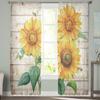 Farm Flower Sunflower Bee Curtain For Living Room Transparent Tulle Curtains Window Sheer For The Bedroom Accessories Decor