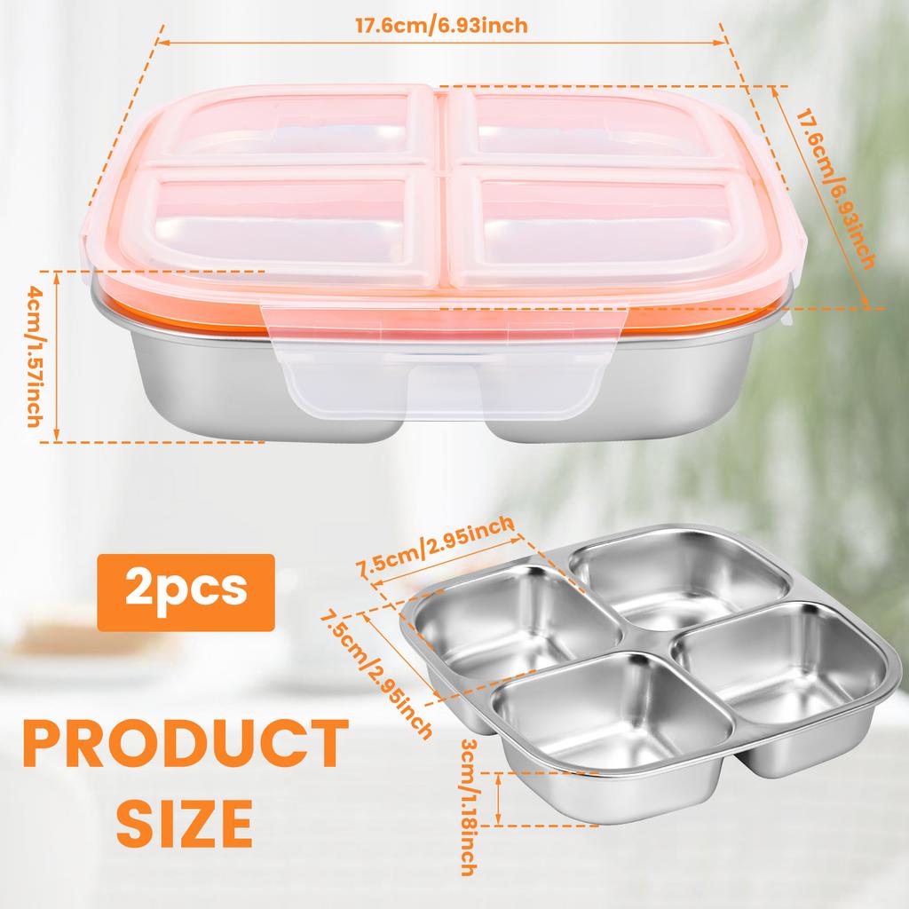 Bento Boxes 304 Stainless Steel Fresh-keeping Box Sealed Leak Proof Lunch Box with Lid Food Container Refrigerated Storage Boxes