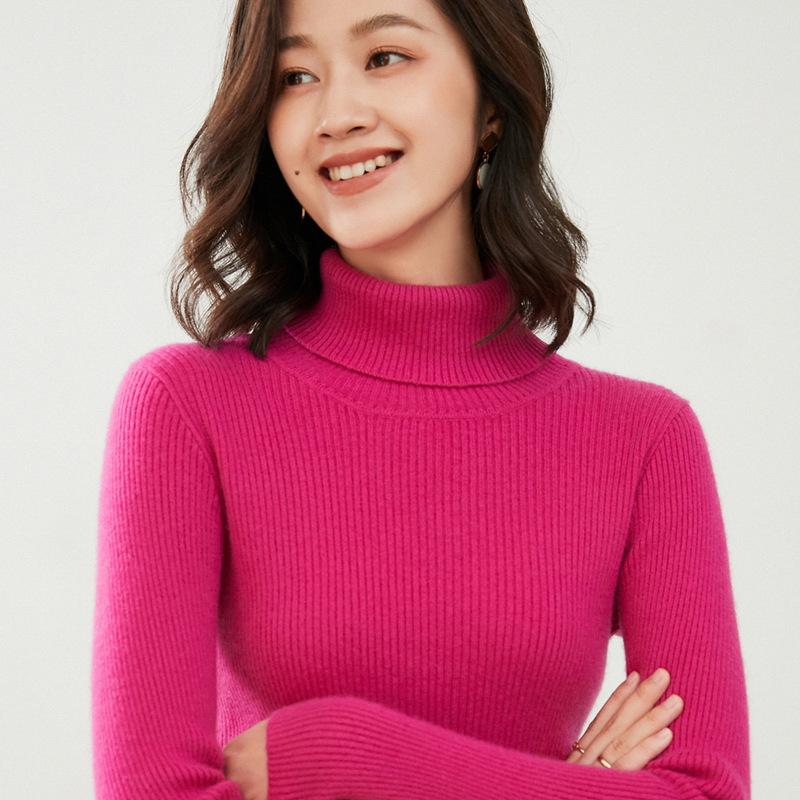Turtleneck female slim-fitting strips autumn and winter new long-sleeved inner pullover sweater bottoming shirt lapel