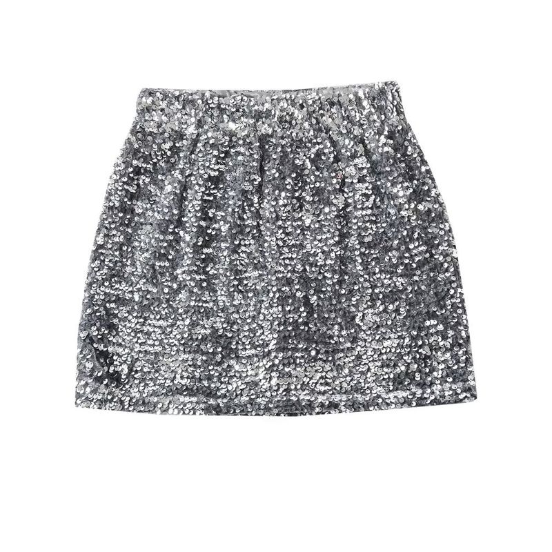 

Fashion Style 2023 Summer New Women s Clothes Stylish Easiest for Match Front Short Back Length Sequin Skirt High Waist Skirt Grey M
