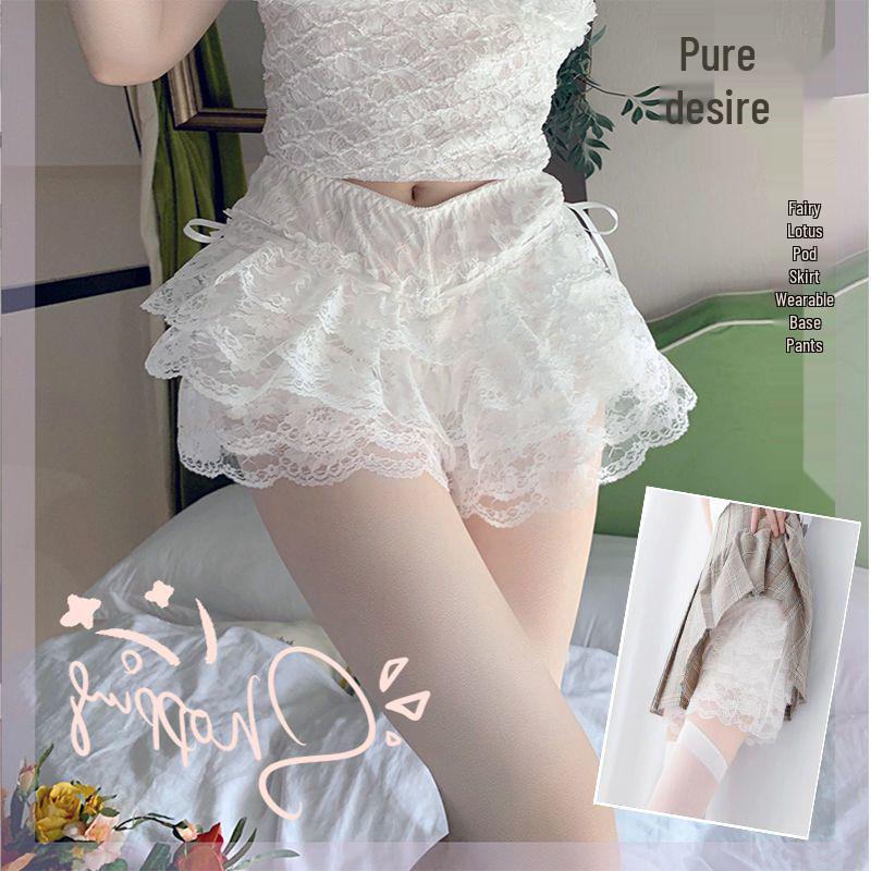 

JK Pumpkin Base Shorts: Anti-Exposure, No Roll, Loose Fit Under Skirts, Perfect for Lolita Style. L (80-120 jin) білий