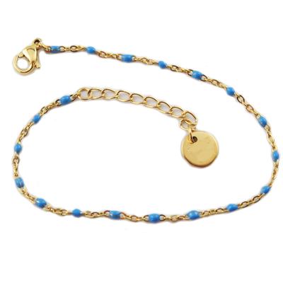 [R0070] - Golden Blue 'Boho' Steel Designer Bracelet - 2 Mm
