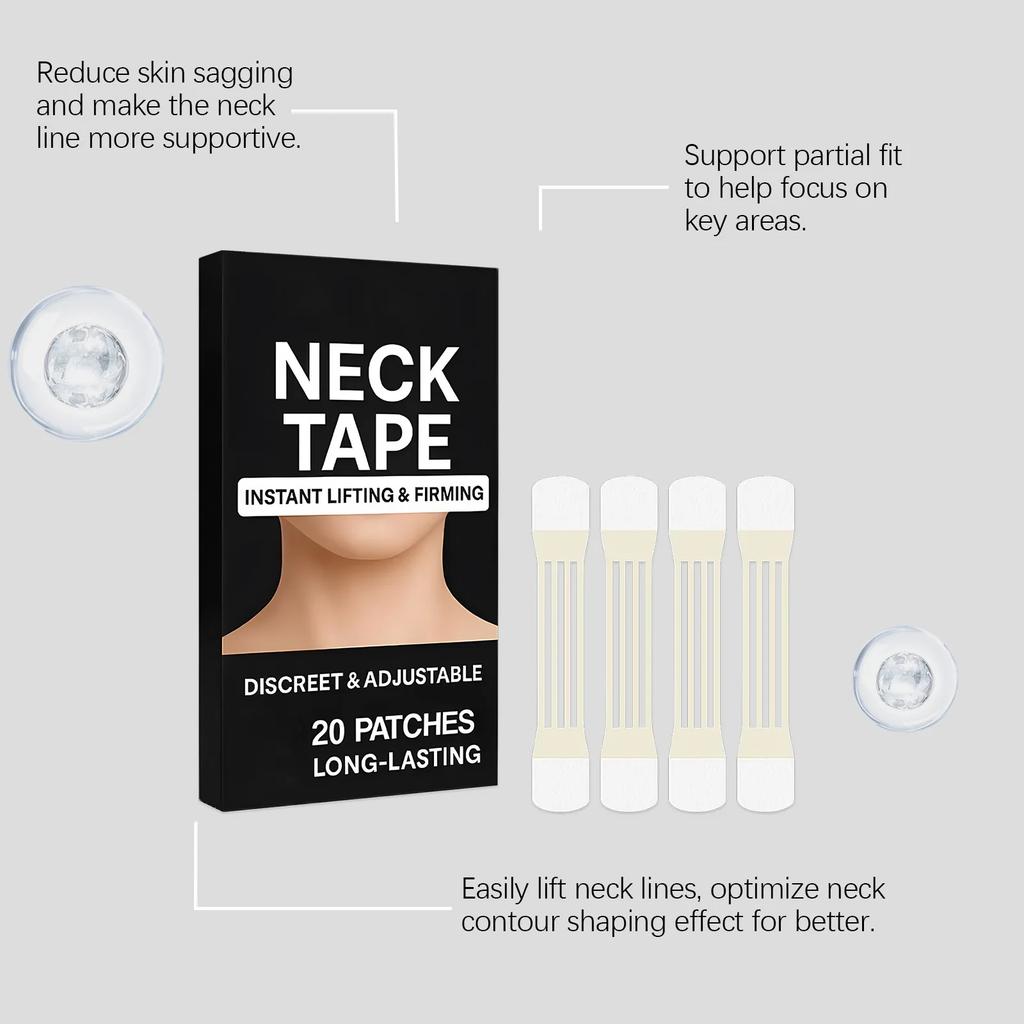 4pcs Invisible Neck Lifting Tape With 20pcs Patch Waterproof Elasticity Neck Wrinkle Removal Adhesive Stickers Face Lift Tape