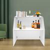 Modern White Foldable & Portable Bar Cabinet with Aluminum Trim for Parties, Events, BBQs - Lightweight & Sturdy Display Cabinet
