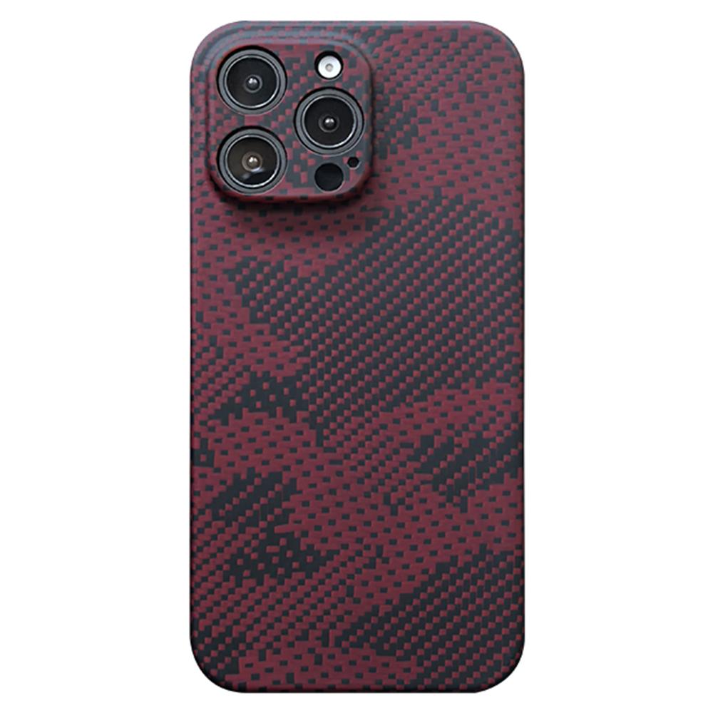 

For iPhone 16 Pro Case Camouflage Red Aramid Fiber Protective Cover (Precise Lens Hole) A