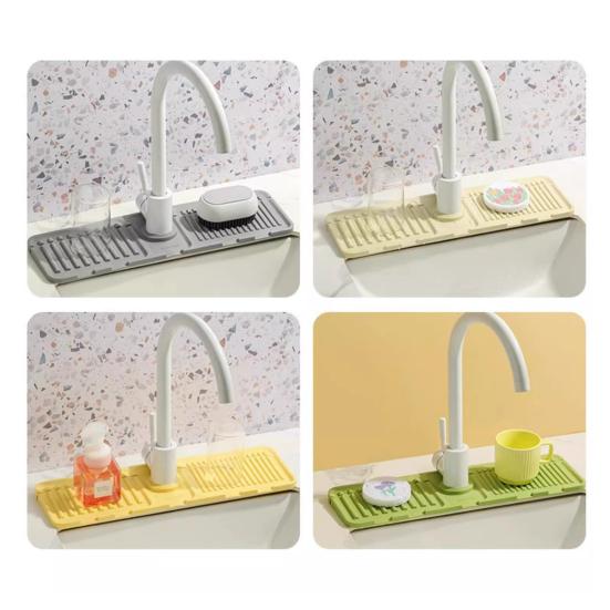 Silicone Sink Splash Guard Mat Quick-Drying Non-Slip Counter Protector Cut-to-Fit Faucet Splash Protector Multi-Purpose Pad for Kitchen Bathroom