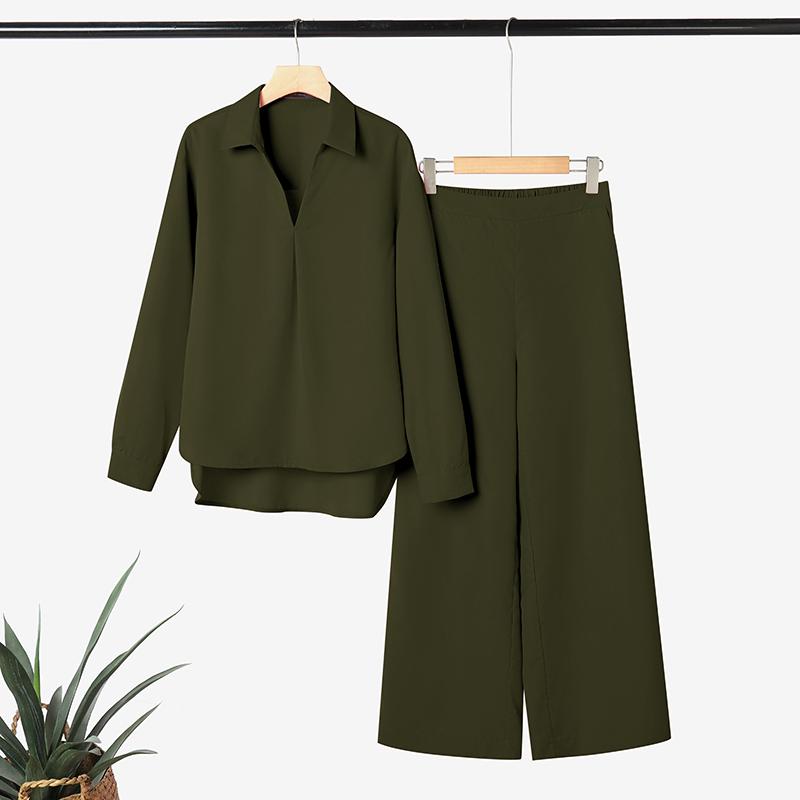 ZANZEA Women Long Sleeve Blouse and Pants Casual Two Piece Suit Sets