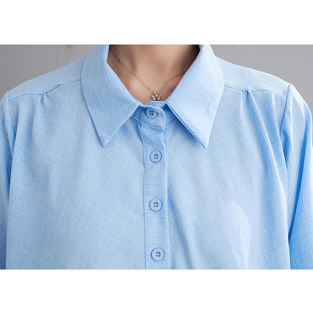 Short Loose Large Size [JHIJSC] Women's Shirt, Sleeve, Summer, Office, Fit, Plain, Thin, 3/4 Sleeve, Stylish, (JP, Alphabet, 2XL, Black)