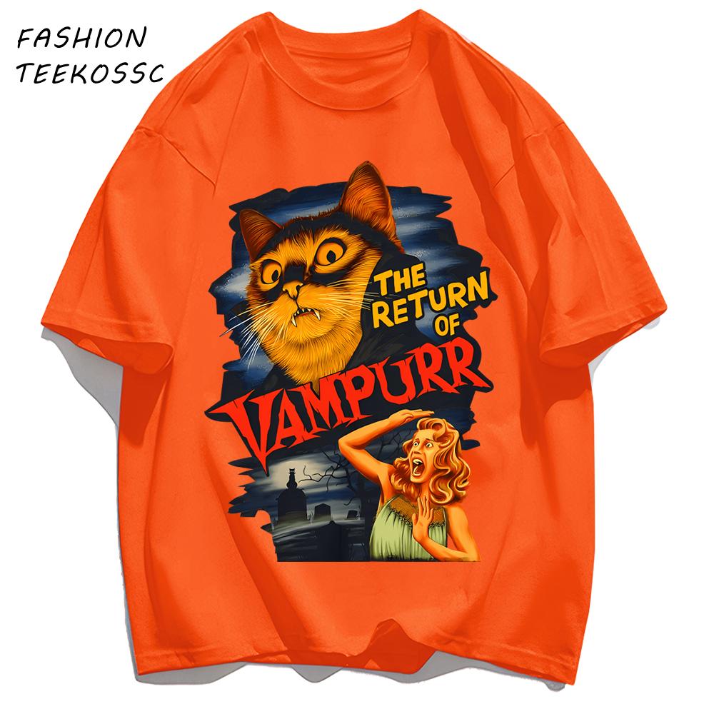 The Return Of Cat Print Men T Shirts AllMatch Soft Short Sleeve Hip Hop Fashion Summer Basics TShirt Unisex Cotton Loose Top