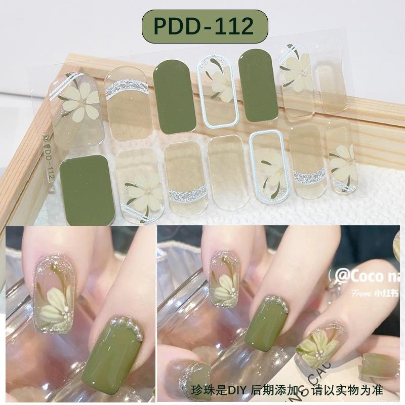 60 stili fai da te adesivi per unghie in gel semi polimerizzato fiori freschi di colore solido a lunga durata in primavera strisce per unghie cursore patch copertura completa decalcomania