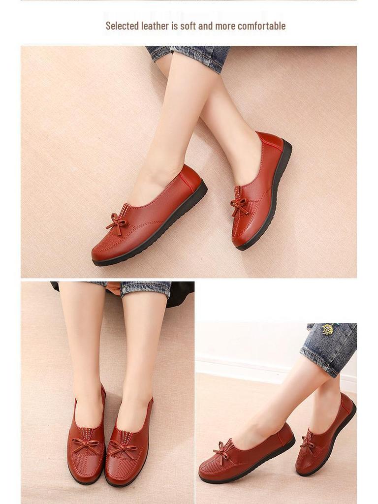 2025 Nazouvací dámské kožené baleríny na jaro a podzim - Pohodlná obuv pro ženy středního a staršího věku