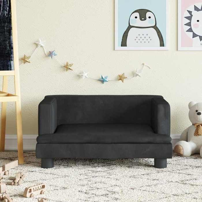 VidaXL Canapé pour enfants noir 60x40x30 cm velours 3196321