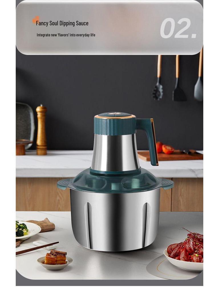 Stainless Steel Electric Meat Grinder and Multi-Functional Food Processor: Mixer, Dough Kneader, Juice Extractor, and High-Power Meat Mincer