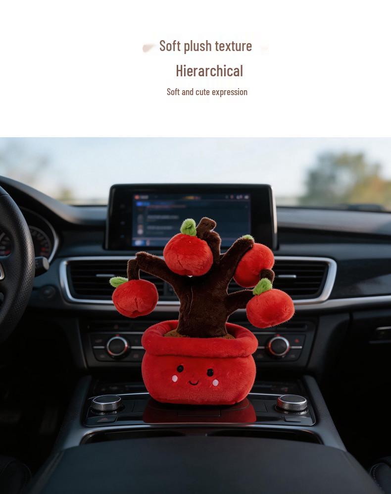 Simulated Potted Apple & Persimmon Tree Plush Ornament