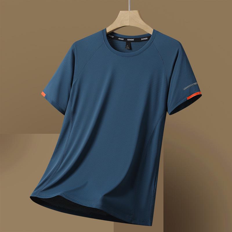 T-shirt Sportiva da Uomo a Maniche Corte Traspirante in Seta di Ghiaccio ad Asciugatura Rapida