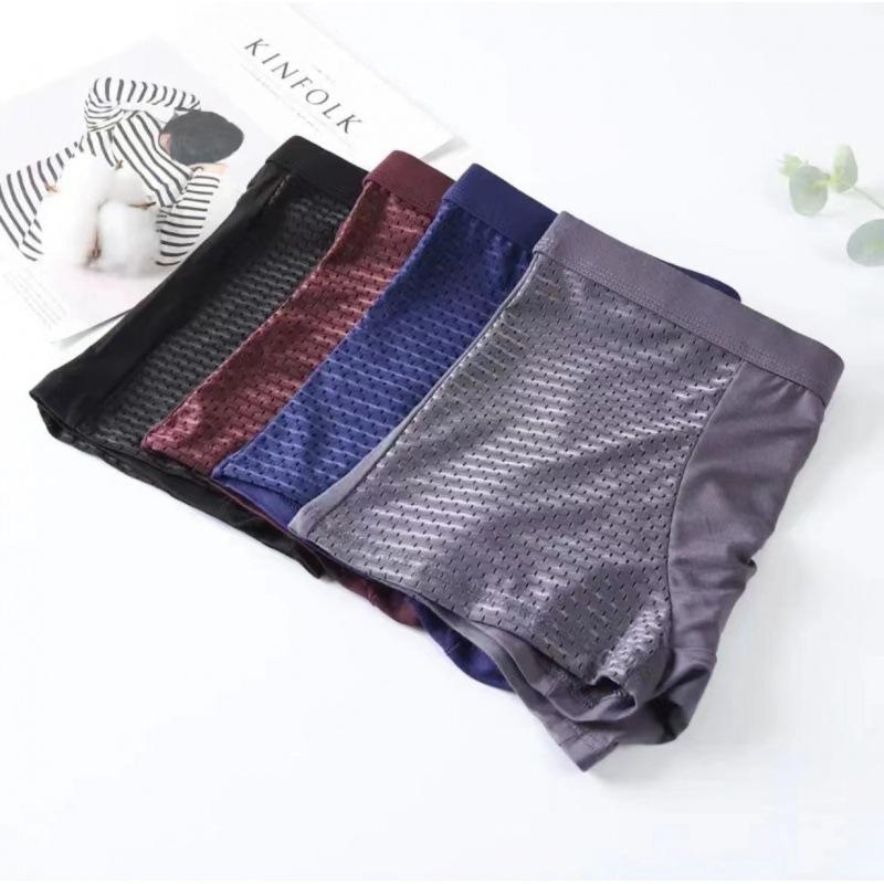 Men's Ice Silk Pants Mesh Breathable Comfortable Loose Thin Underwear Men's Plus Size Boxer Underwear