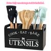 Kitchen Utensil Rack with Three Compartments Rustic Wooden Storage Box Vintage Tableware Farmhouse Dish Cabinet Forks Spoo