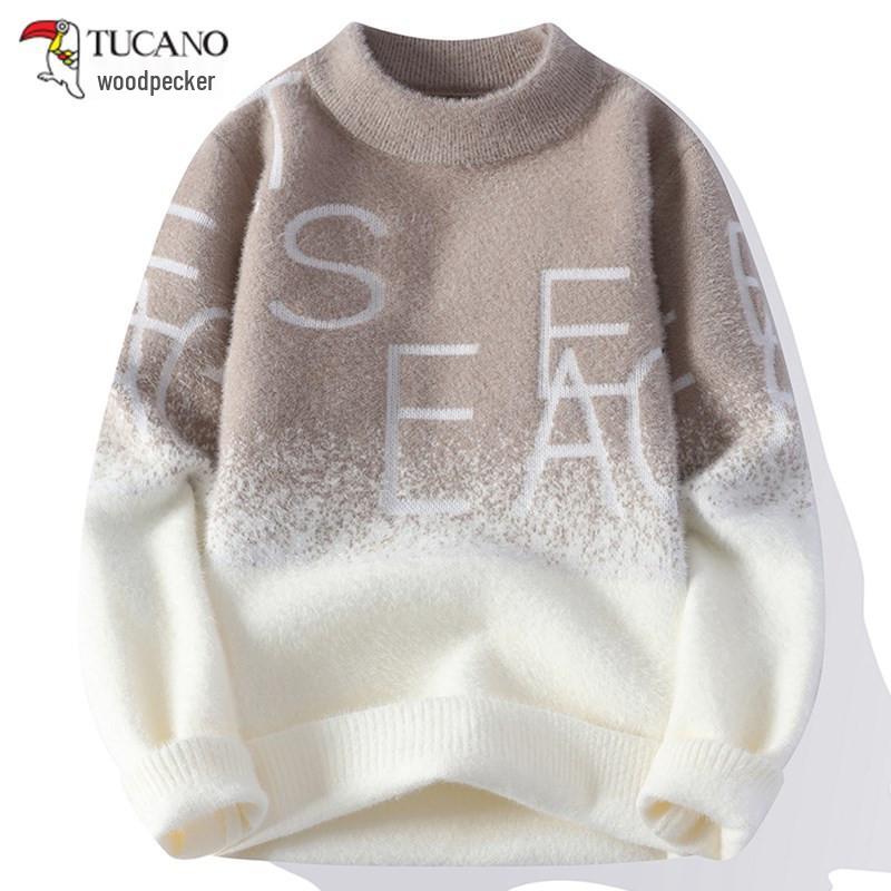 Woodpecker Men s Trendy Striped Cashmere Sweater - Warm, Thickened Knit Pullover 3XL (151-165 jin)