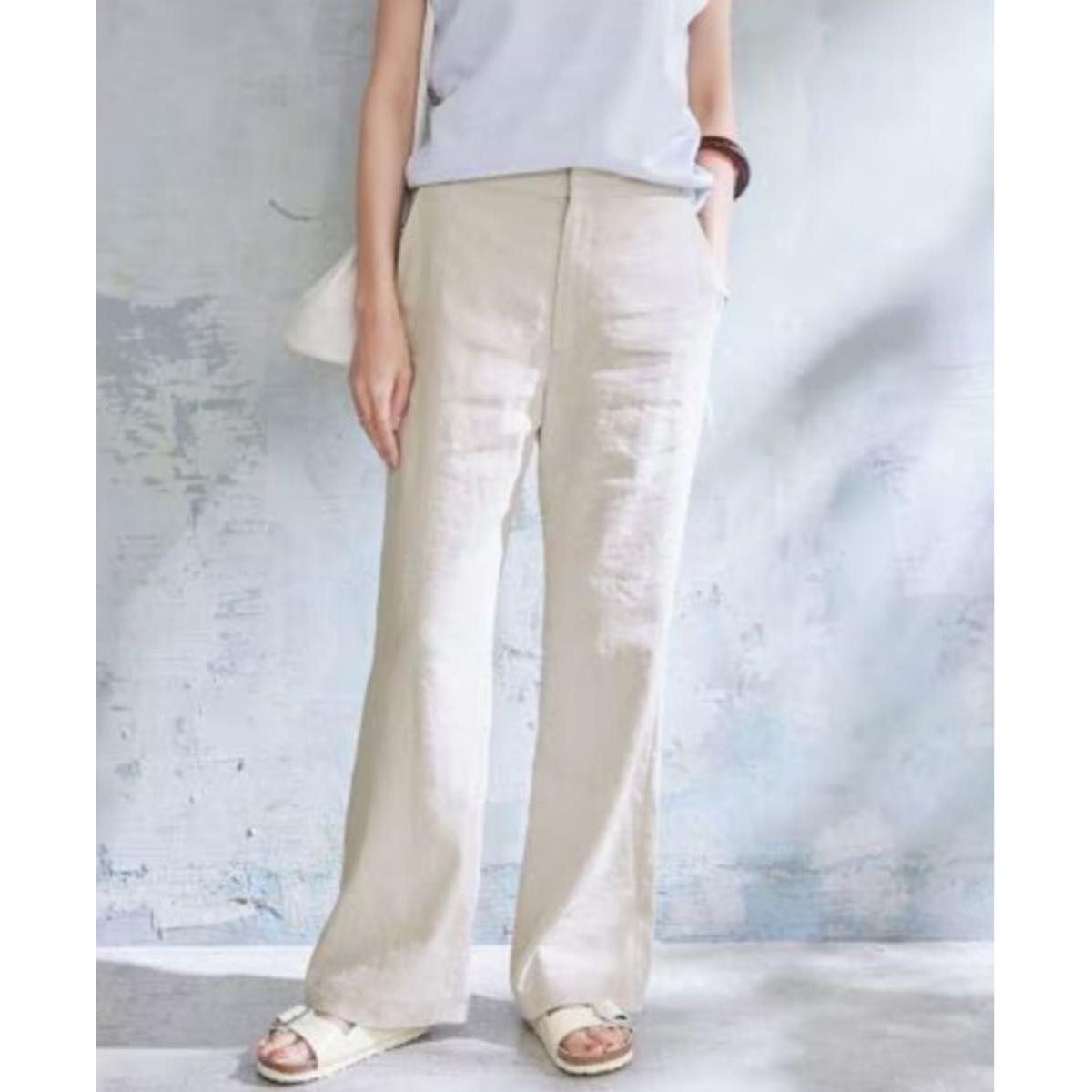 IENA Linen Stretch Semi-Baggy Pants Natural 40 (Worn 1.2 Times) 2023SS Iena Slow Iena