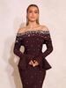European and American Style Beaded Sequin One-Shoulder Bandage Evening Gown