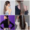 Strass Ponail Haarspange Quaste Strass Mode Haarnadel Haaraccessoires Kopfschmuck Haarspange Accessoires für Mädchen Frauen Silber 39cm