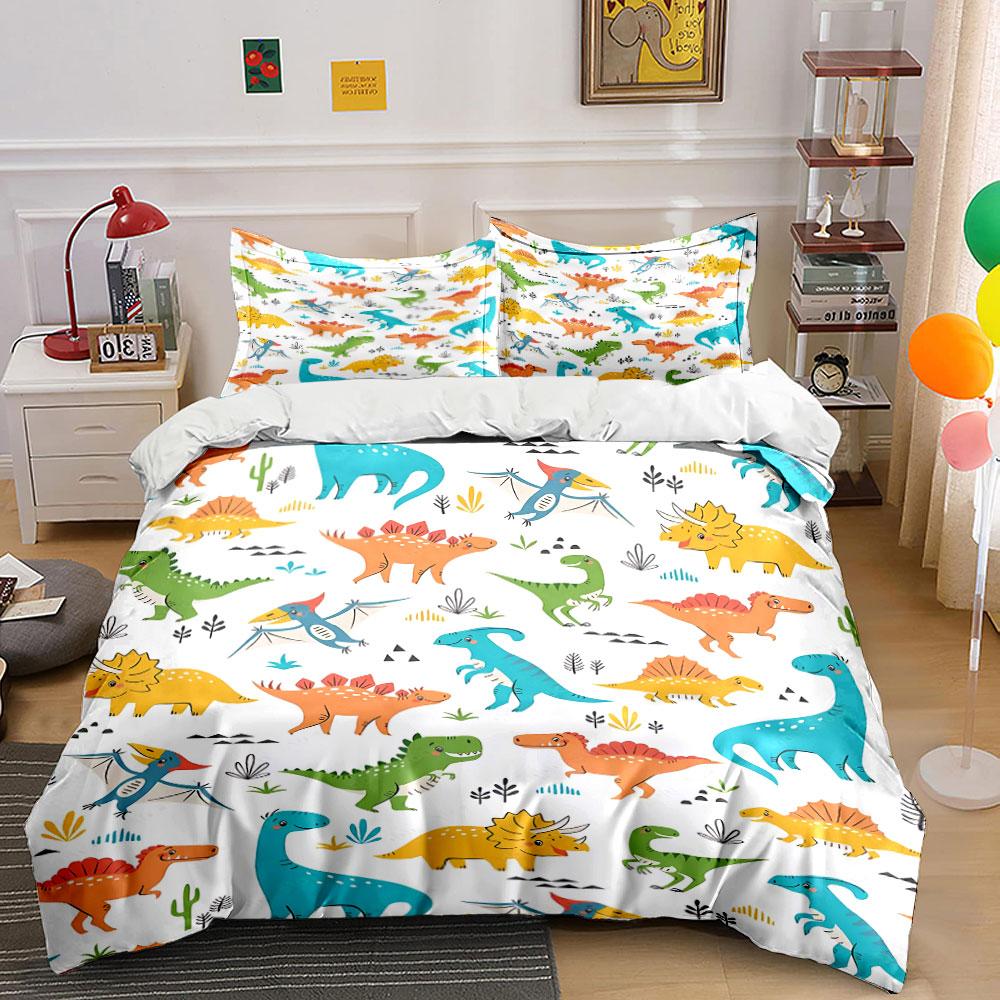 Colorful Cartoon Dinosaur Bedding Bedding Duvet Cover Set Duvet Cover Pillowcases (1 * Duvet Cover 2 * Pillowcases, without duvet insert)