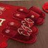 Festive Red Bride & Groom Wedding Slippers - Summer Dowry Gift Pair