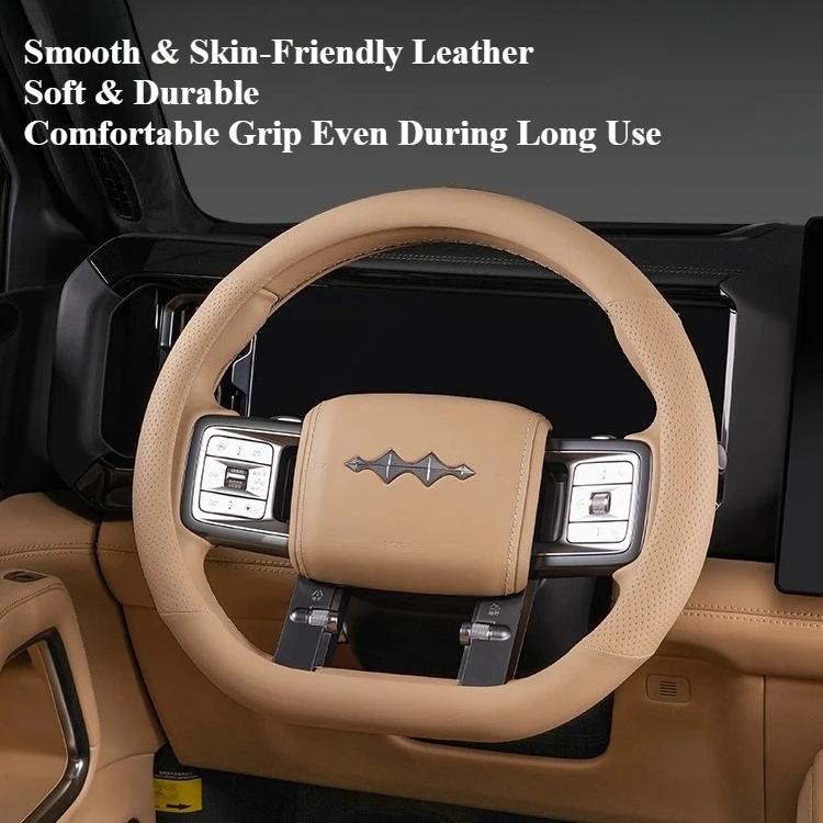 For BYD Formula Leopard 8 2024 2025 Car Leather Steering Wheel Cover Comfortable Anti-Slip Car Steering Wheel Protector