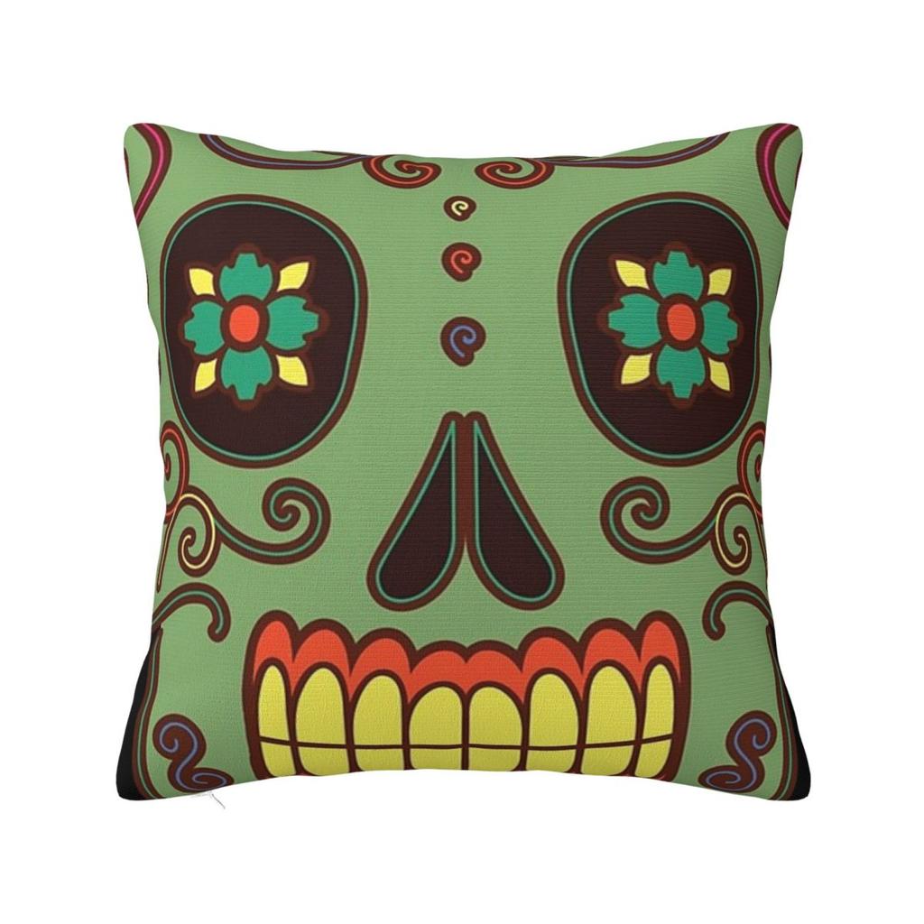 Calaveras Sugar Skull Square Pillowcase Pillow Cover Polyester Cushion Decor Comfort Throw Pillow for Home Car