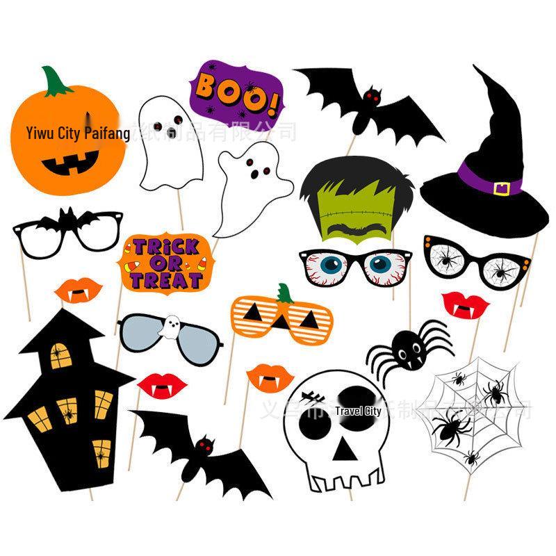 22-Piece Halloween Photo Prop Set: Ghosts, Pumpkins, Bats & Haunted House Theme