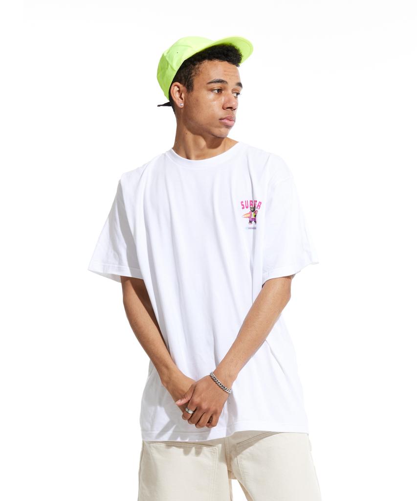 CREAM SODA LAB Lab Gray Surfer Small Logo Short Sleeve T-Shirt White Pink