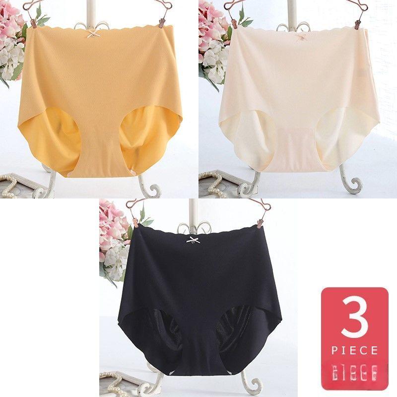 

3 шт. Женские бесшовные трусики большого размера с завышенной талией для контроля живота, стильное тонкое треугольное нижнее белье 3XL