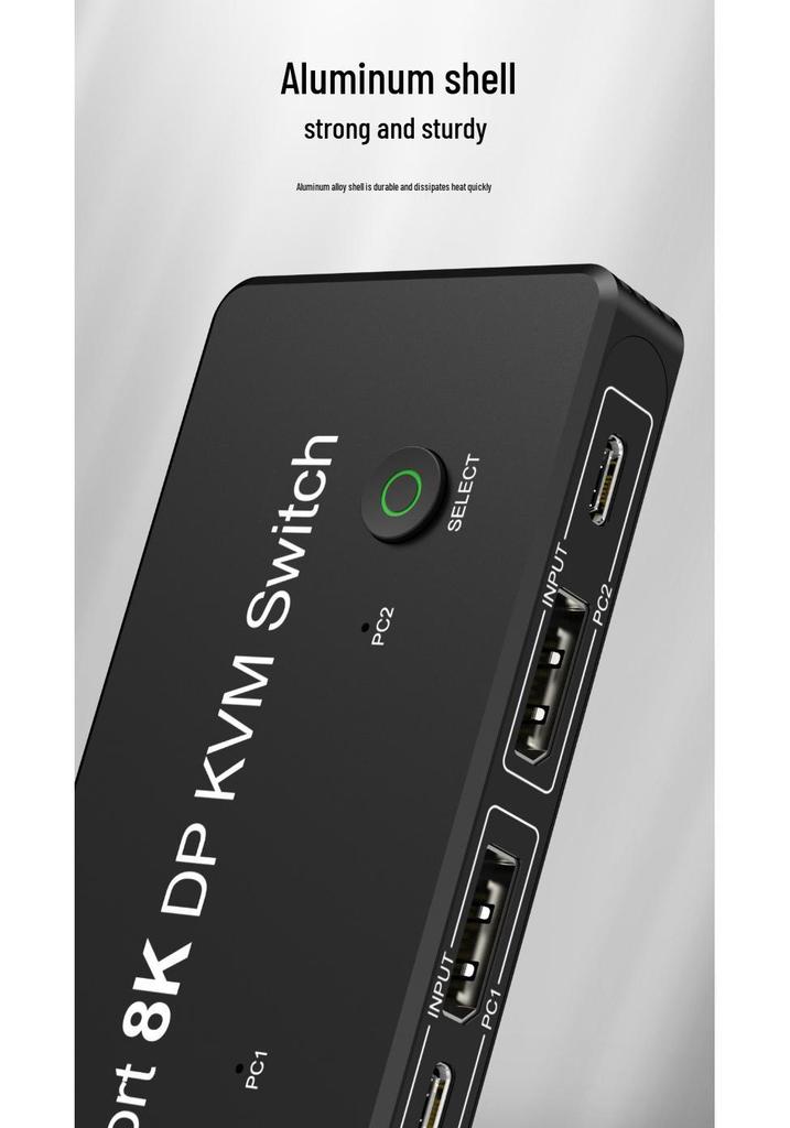 8K/60Hz 4K/120Hz USB KVM Switch for Keyboard, Mouse & Printer Video Sharing