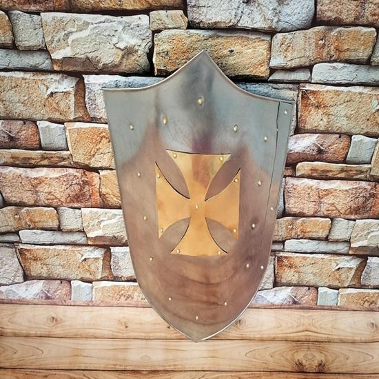 60.96 Cm Medieval Templar Knight Shield Larp Re-enactment Cross Warrior Shield Medieval Armour Steel Shield Best For Gift