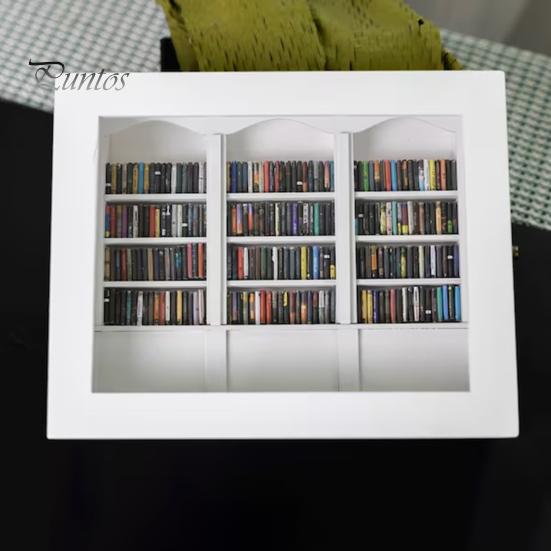Unique Desk Accessory Anxiety Relief Mini Bookshelf Realistic Miniature Ornament with 300 Pcs Stress-relieving Book Display Wood Simulated for Lovers
