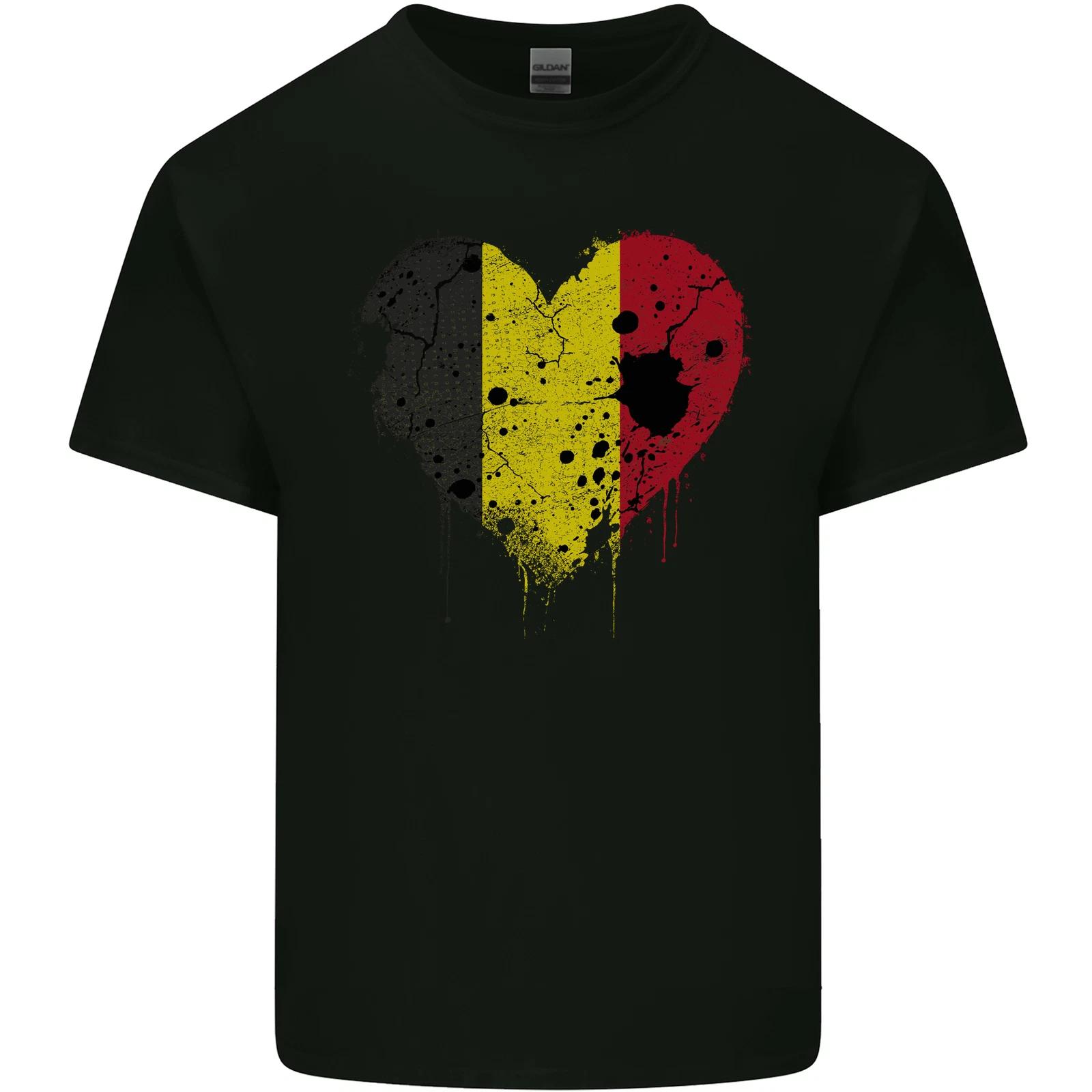 Love Belgium Flag Belgian Day Football Kids T-Shirt Childrens XL