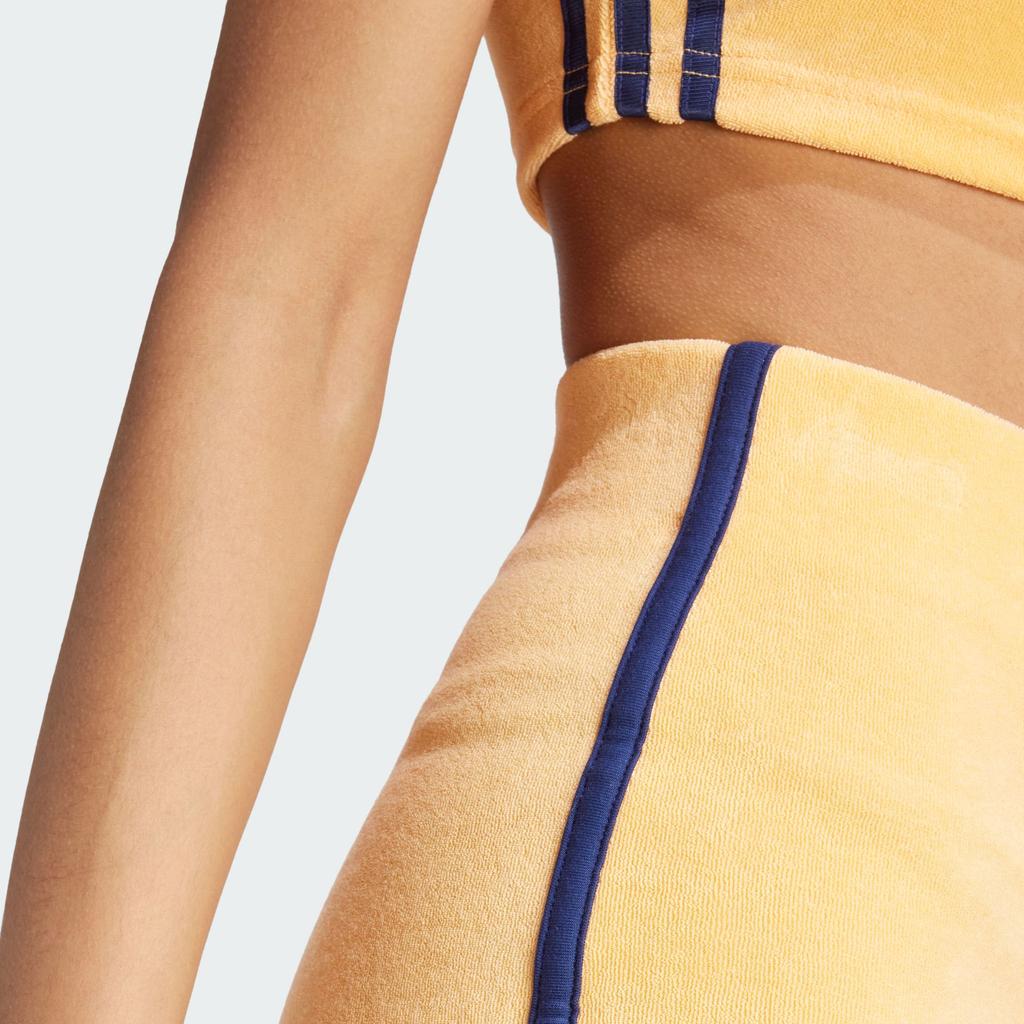 adidas Originele Terry Shorts Gestreept Print Klein Logo Strakke Casual Shorts Dames Shorts Licht-Oranje-Geel JG8060