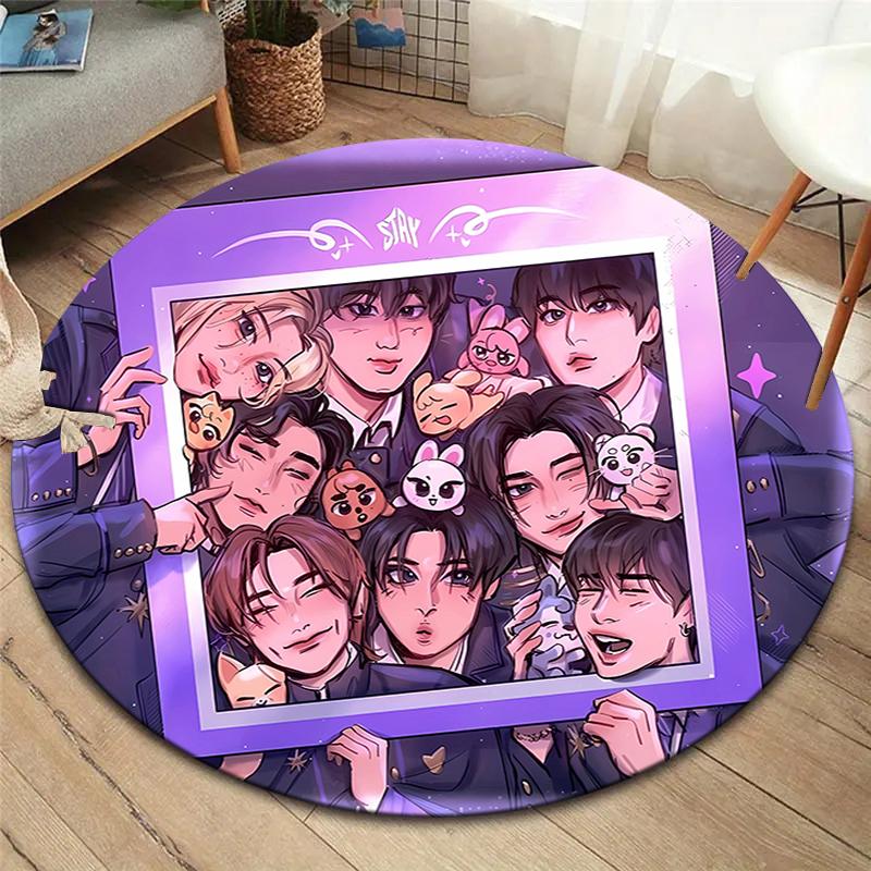 SKZ Runder Teppich, Teppich für Wohnzimmer Schlafzimmer Sofa Spielzimmer Dekoration, Rutschfeste Bodenmatte