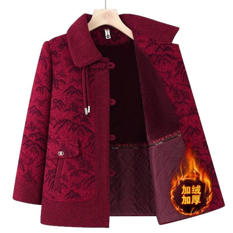 Grandma winter clothes thickened coat middle old man mother woolen top plush year 0 old lady clothes