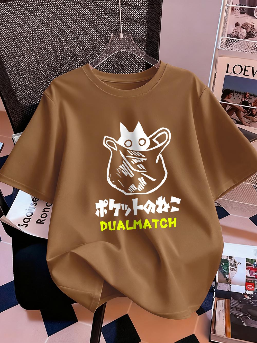 Cute Cat Cartoon Printing Short Sleeve TShirts Womens Summer Cotton Tee Shirts ONeck Comfortable Loose Tops Casual Clothes S