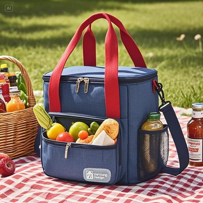 Große Picknicktaschen Thermoisolierte Lunchtasche Oxford-Gewebe Lebensmittelaufbewahrungstasche Tragbare Kühlbox-Taschen Outdoor