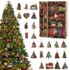 Christmas Tree Shaped Bookshelf Pendant Advent Calendar 24 Days 2D Acrylic Book Stacking Pendant Countdown Calendar Boxes