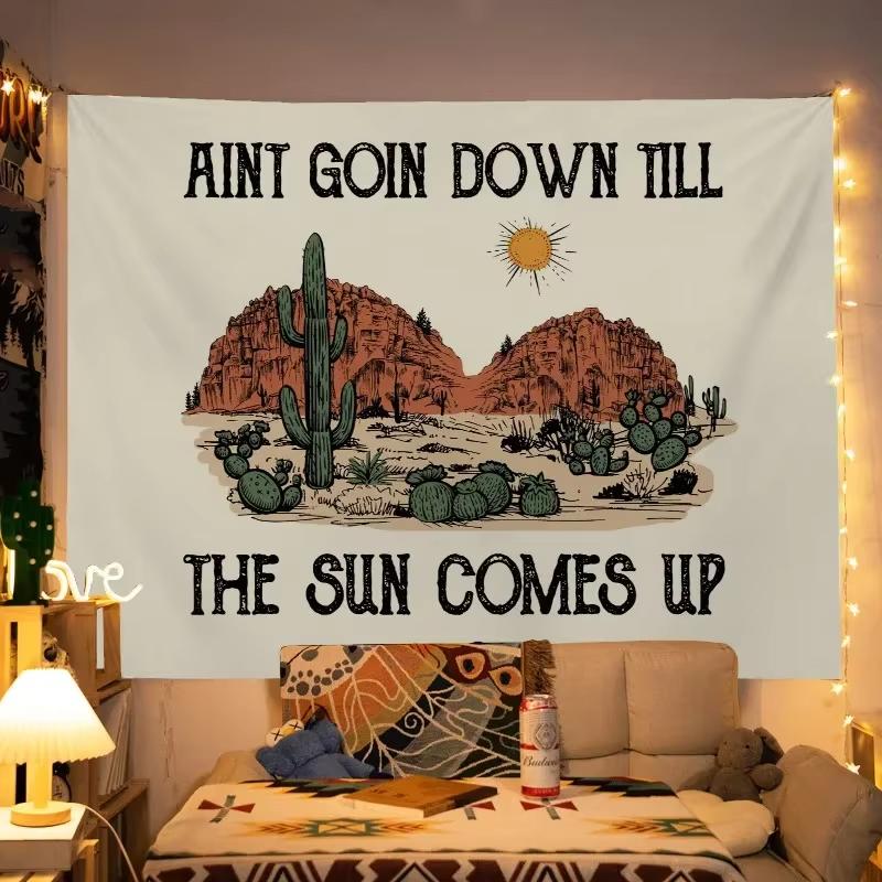 VIKAMA Natural Wonderland Tapestry Four Seasons Living Room Bedroom Wall Decoration Bonfire Palm Desert Hawaiian Tapestry 74x94cm(29x37in)