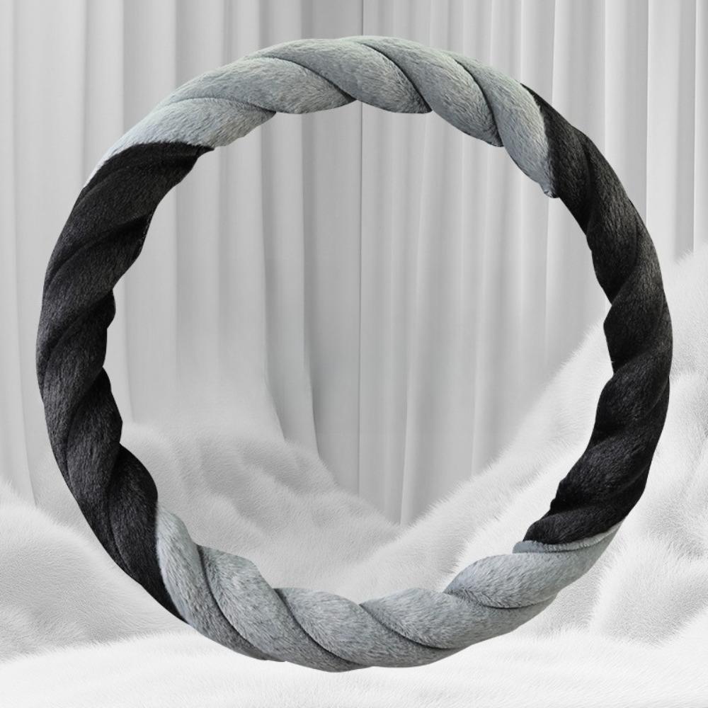 Car Steering Wheel Cover, D-Shaped, O-Shaped, Comfortable Winter Steering Wheel Cover - Fits 15.0inch, Anti-Slip Grip, Soft and Warm,
