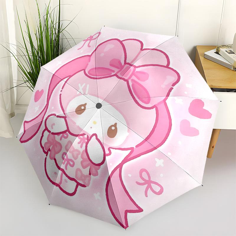 1pc Pink Bowknot Outdoor Umbrella - Automatic Open/Closed, Portable Tri-Fold Design, 8-Rib Iron Frame, Festival Gift for Fans, Travelers, Daily Use.A0