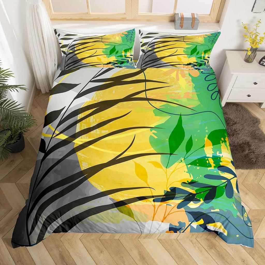 Cartoon Atomic Comforter Cover Modern Mid Century Bed Set, Geometric Polka Dots Duvet Cover Queen Hippie Abstract Bedding Sets