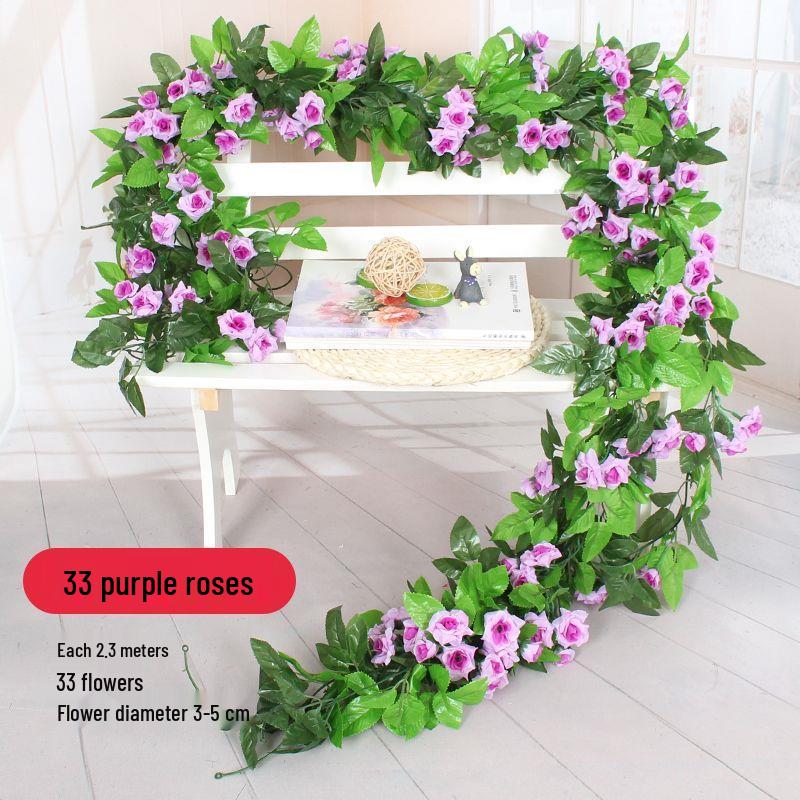 Artificial Rose Flower Vine for Balcony, Staircase, and Railings Decoration