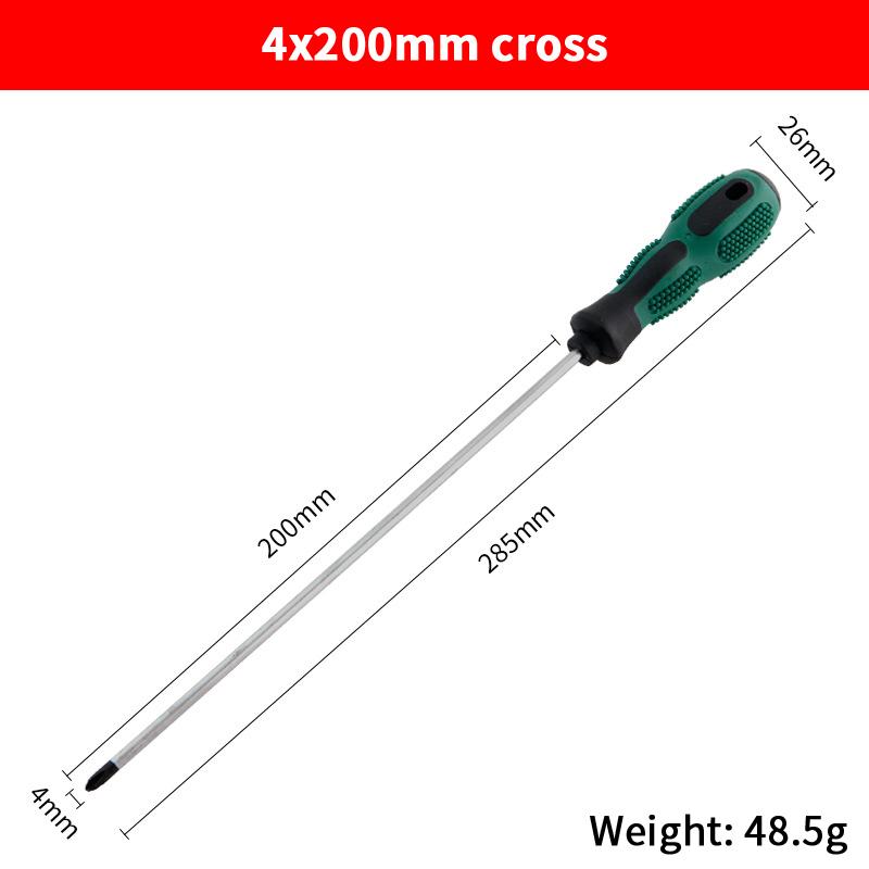 1 Piece Green Rubber Handle Magnetic Screwdriver Long Slotted Screwdriver Installation And Disassembly Repair Tool