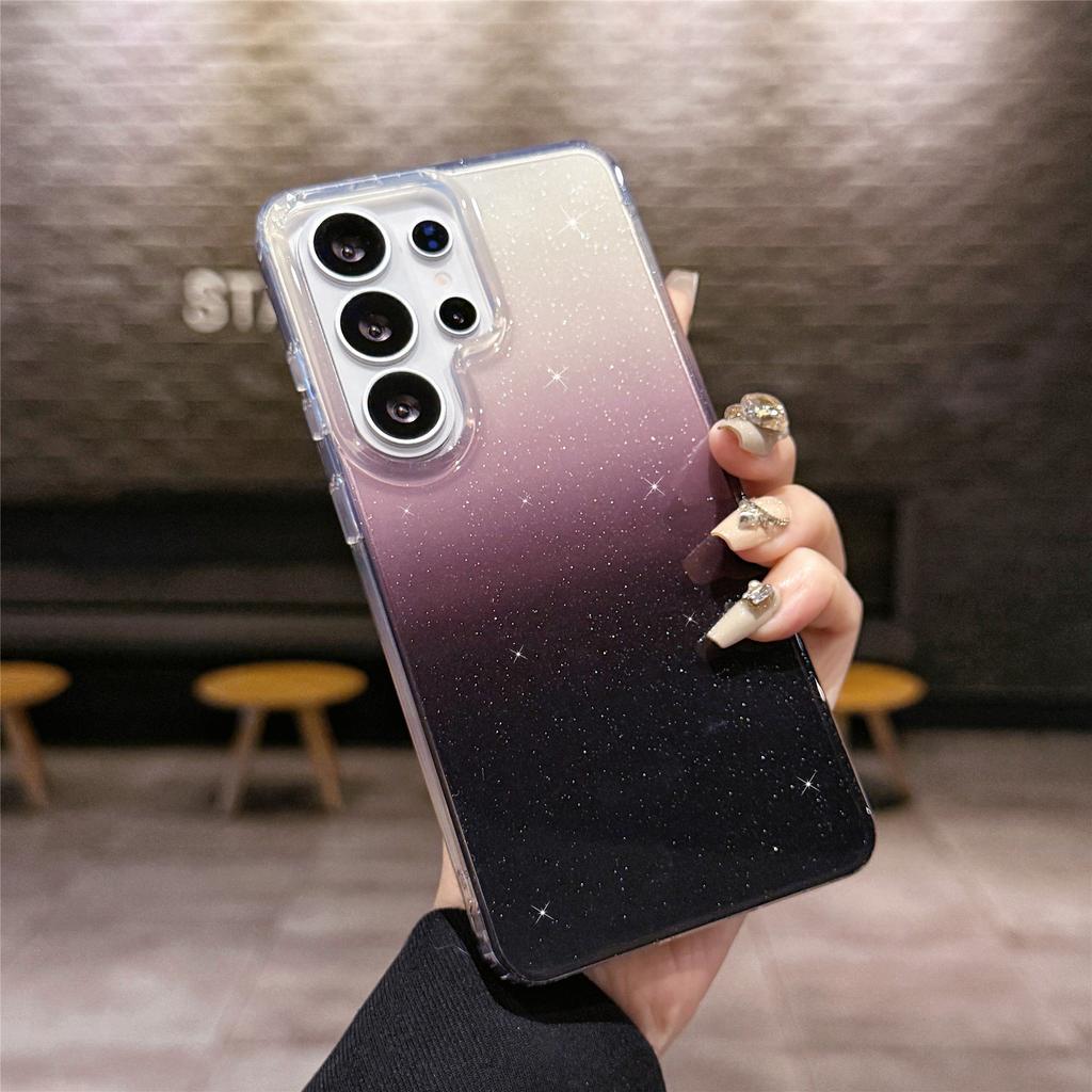 Applicable to Samsung S26Ultra mobile phone case gradual change S25FE glitter star anti-drop S26 transparent case spot